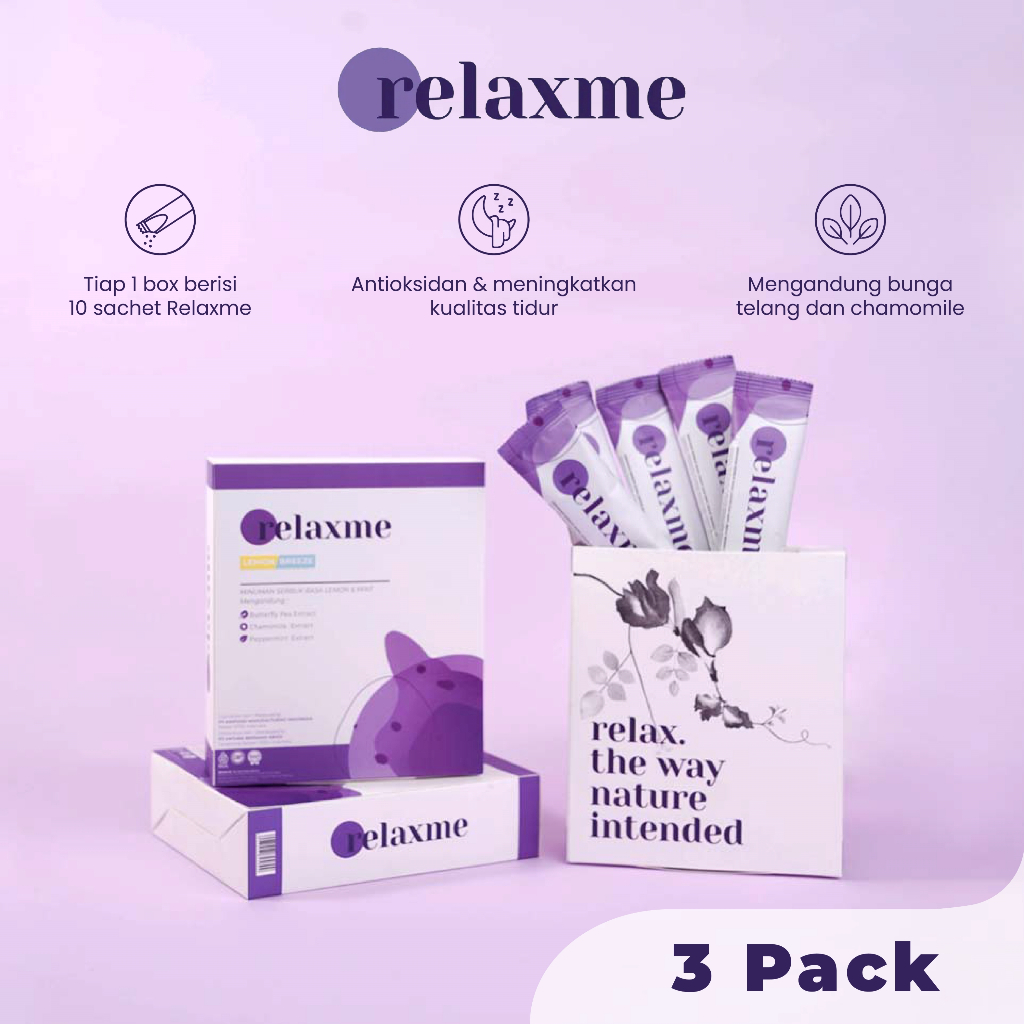 

RelaxMe Tea Lemon Breeze Paket 1 Bulan - 3 Box Isi 30 Sachet - Rasa Lemon Tea - Ekstrak Bunga Telang dan Teh Chamomile - Minuman Sachet Instant Premium Peningkat Kualitas Tidur - Mengurangi Stress - Minuman Kesehatan