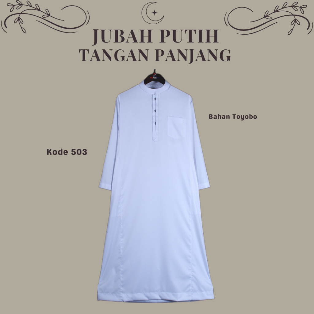 503 Jubah Gamis Pria Putih Benzema / Jubah Putih Lengan Panjang Polos / Gamis Putih Pria / Jubah Pri