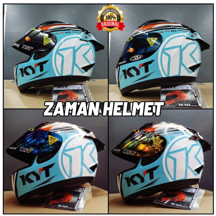 HELM KYT R-10 AQUAMARINE PAKET GANTENG (gratis visor ori)