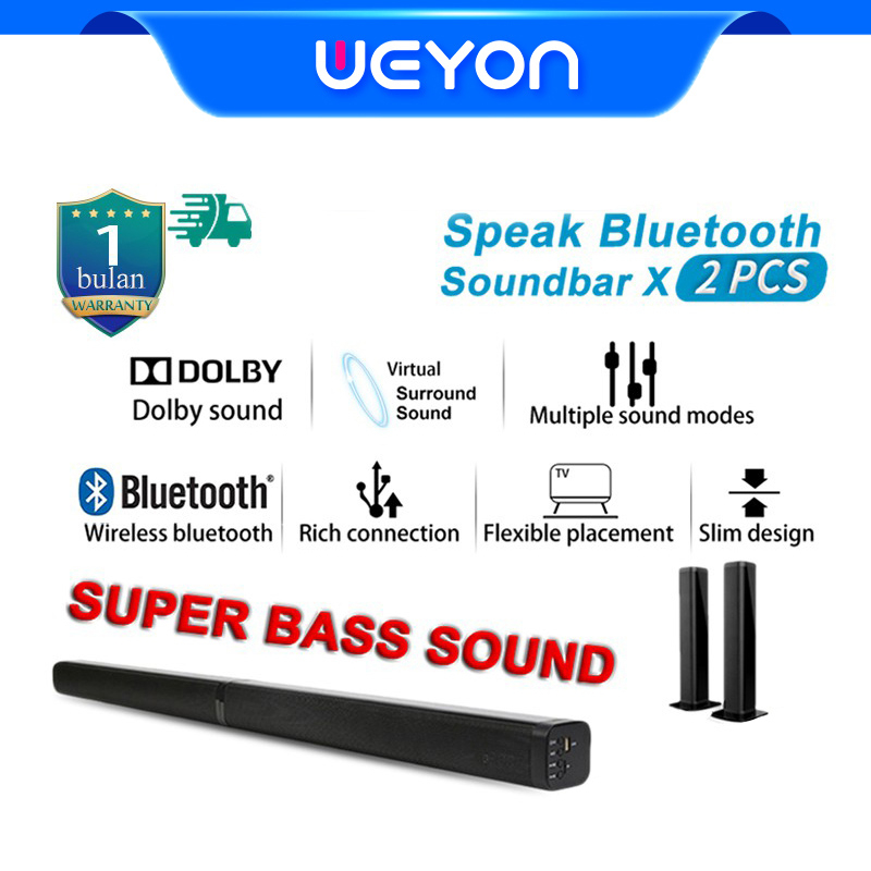Weyon 2 PCS Speaker Portable Soundbar bluetooth Speaker Wireless Speaker