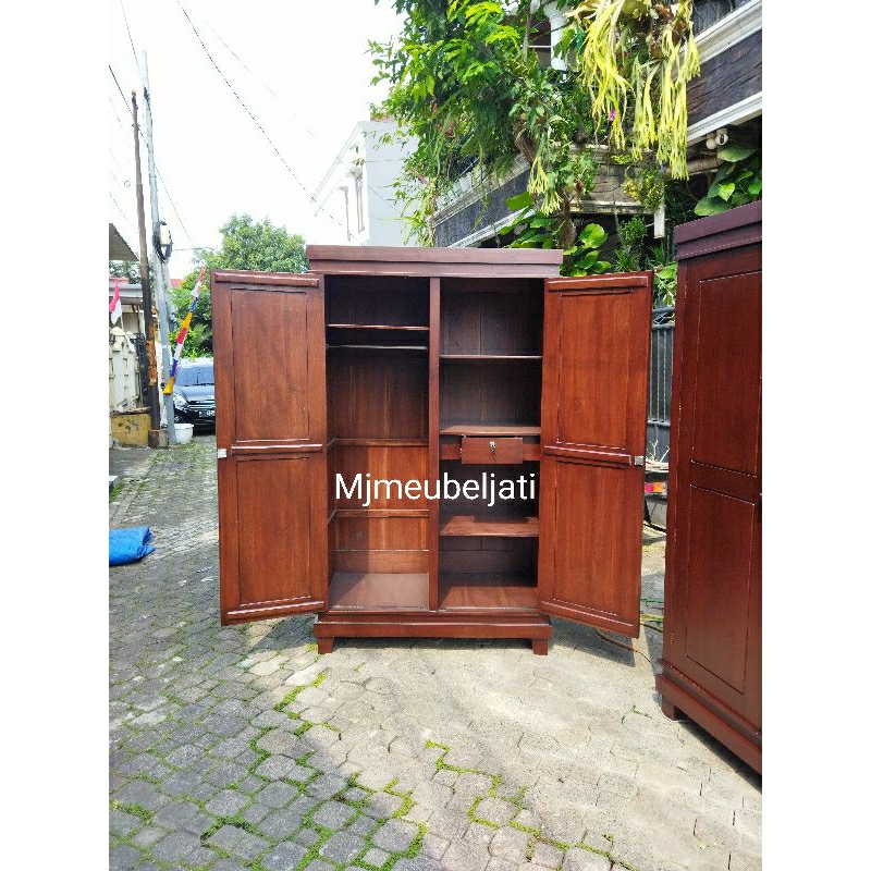 lemari pakaian 2 pintu kayu jati asli kayu jati perhutani
