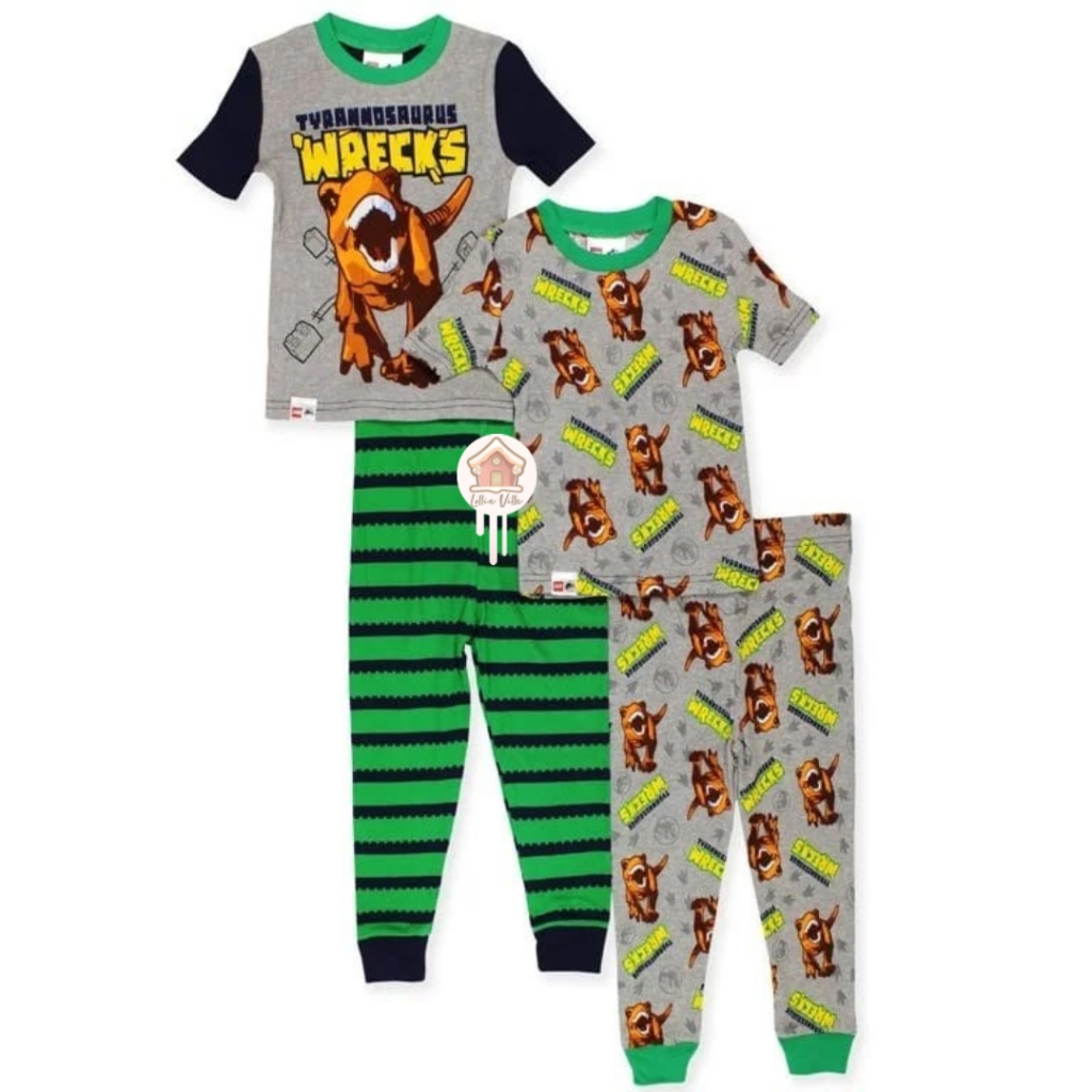 Lego Jurassic World Tyrannosaurus Wrecks Cotton Pajama Set 4pc Size 4T