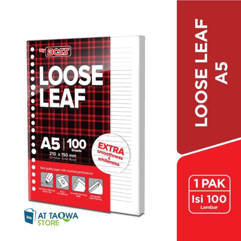 

Loose Leaf Big Boss Garis A5 100 Lembar - Kertas Binder