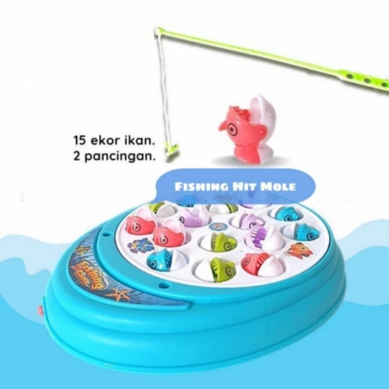 (Bisa Cod) Fishing Game 2 In 1 Mainan Pancing Ikan Tikus Tanah Whack A Mole Fishing Series