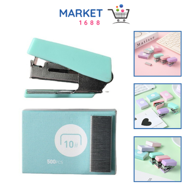 

Market1688 Mini Stapler Set Macaron Color Staples Mini Ukuran Kecil Unik Kemasan Box Lucu Free Isi Warna Pastel Perlengkapan Kantor