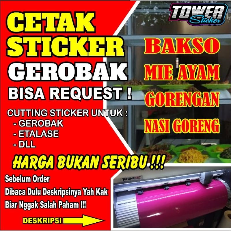Cutting sticker untuk kebutuhan gerobak anda, untuk jualan warung makan, bakso, mie ayam, nasi goren