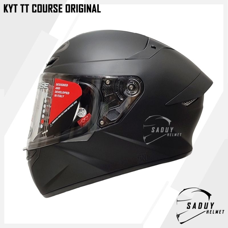 KYT TT COURSE SOLID BLACK MATT / HITAM DOP - HELM FULL FACE KYT TTC