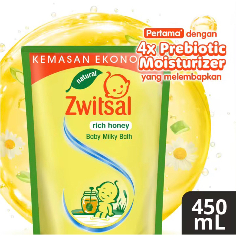 Zwitsal Baby Bath Hair &amp; Body Natural Aloe Vera 450ml 600ml