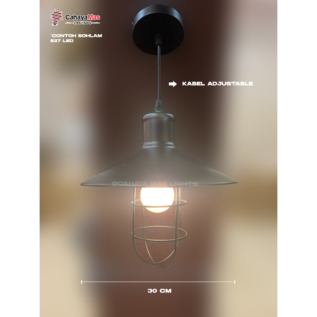 Lampu Hias Gantung Cafe / Bar / Dapur Industrial Vintage Retro Hitam Antik FULLSET