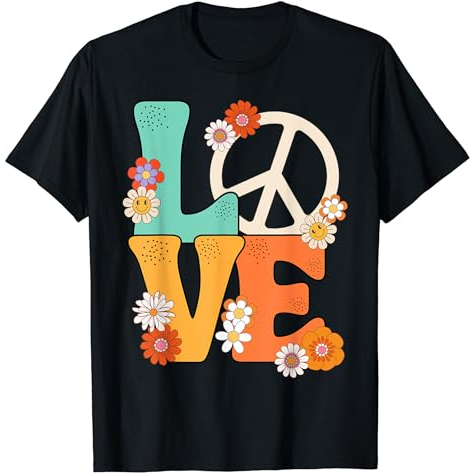 KAOS Peace Sign Love 60 s 70 s Shirts 70s Outfits For Women T-Shirt