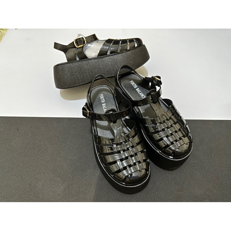 SANDAL WEDGES JELLY IMPORT TALI BELAKANG