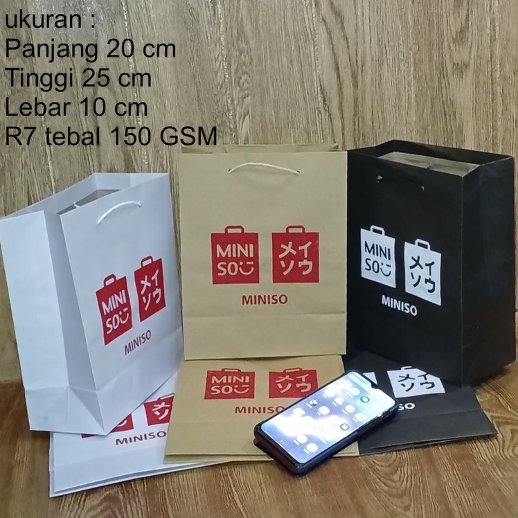 

Paper bag Miniso small P 20 x L 10 x T 25cm