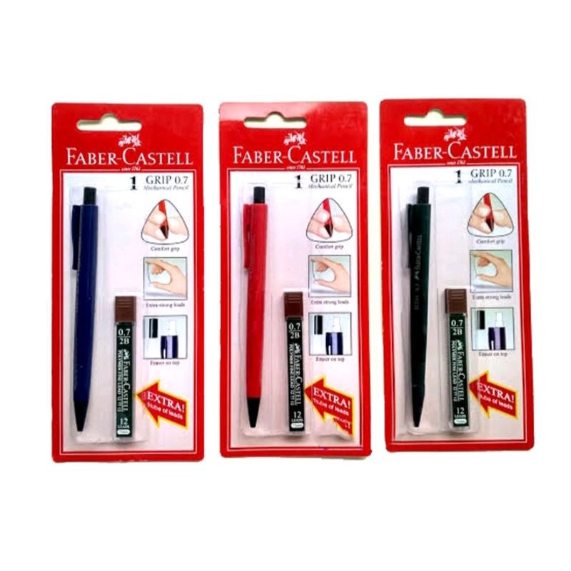 

Pencil Mechanic/ Pensil Mekanik Grip 0.7 Faber Castell bonus refill isi pensil