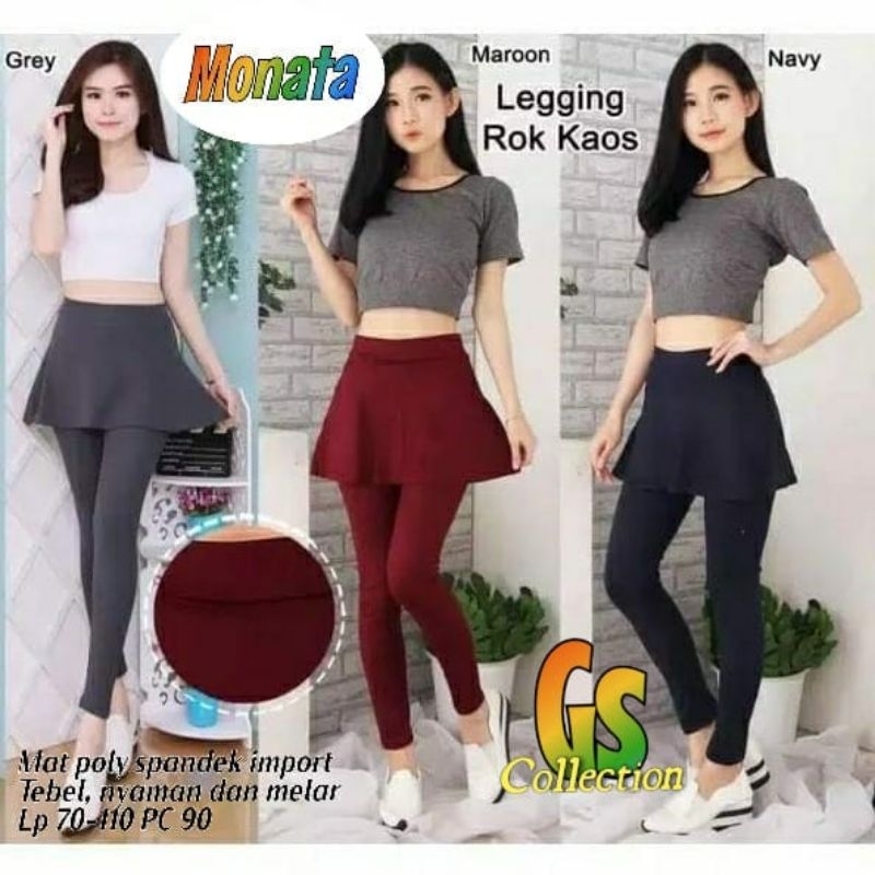 Celana rok senam import polos PREMIUM Monata