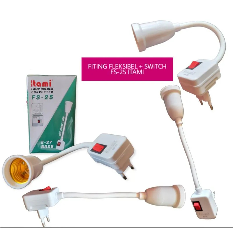Fitting Converter  Lampu  E27 Plus Saklar Lamp Holder Itami FS-25  FITTING SAMBUNG ITAMI