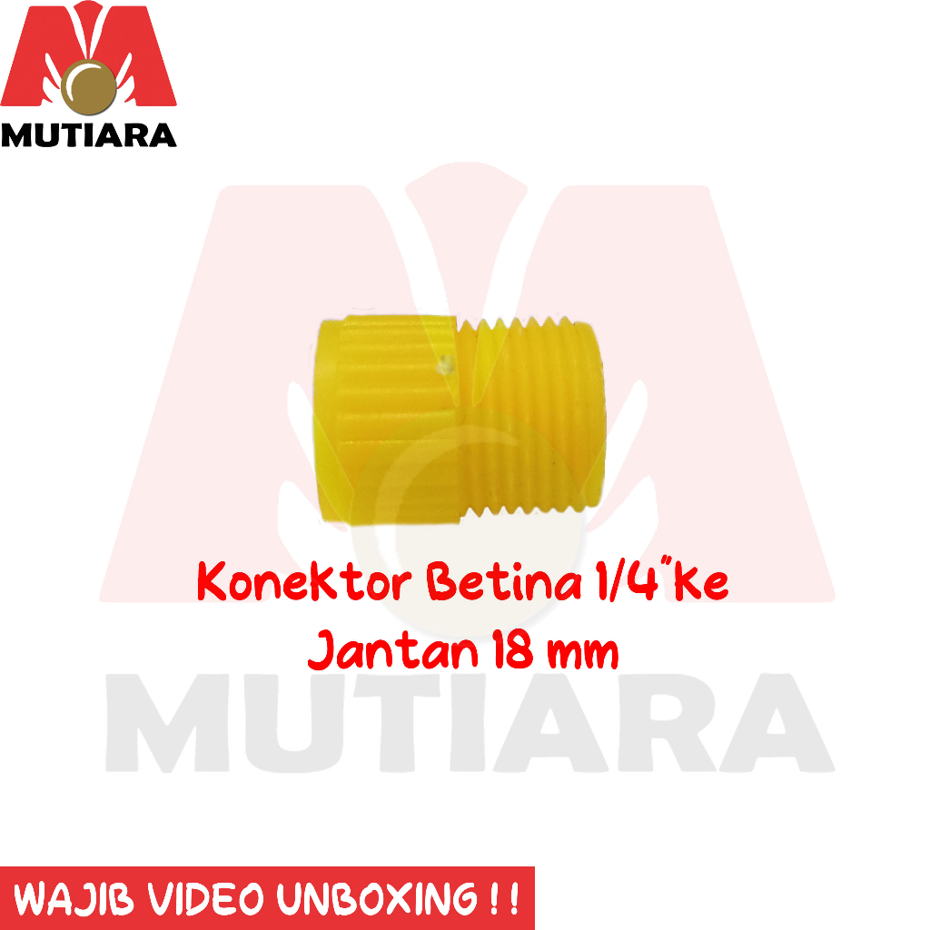 Konektor Kuning Pompa DC Nepel Drat Jantan 18 mm ke Betina Drat 1/4"