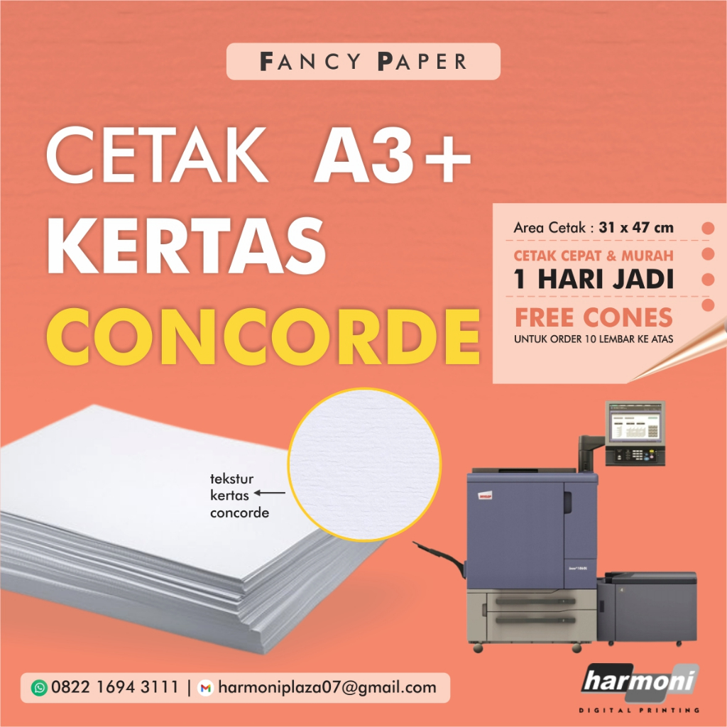 

PRINT KERTAS CONCORDE 220 gsm A3+ | Kertas Sertifikat, Kertas Undangan, Thankscard, Poster