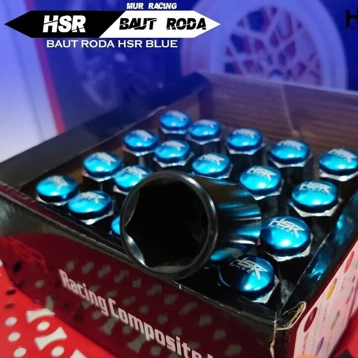 Baut Mur Roda Variasi Lugnut Hsr Wheel Racing Ukuran 12X1,25/1,5 Blue