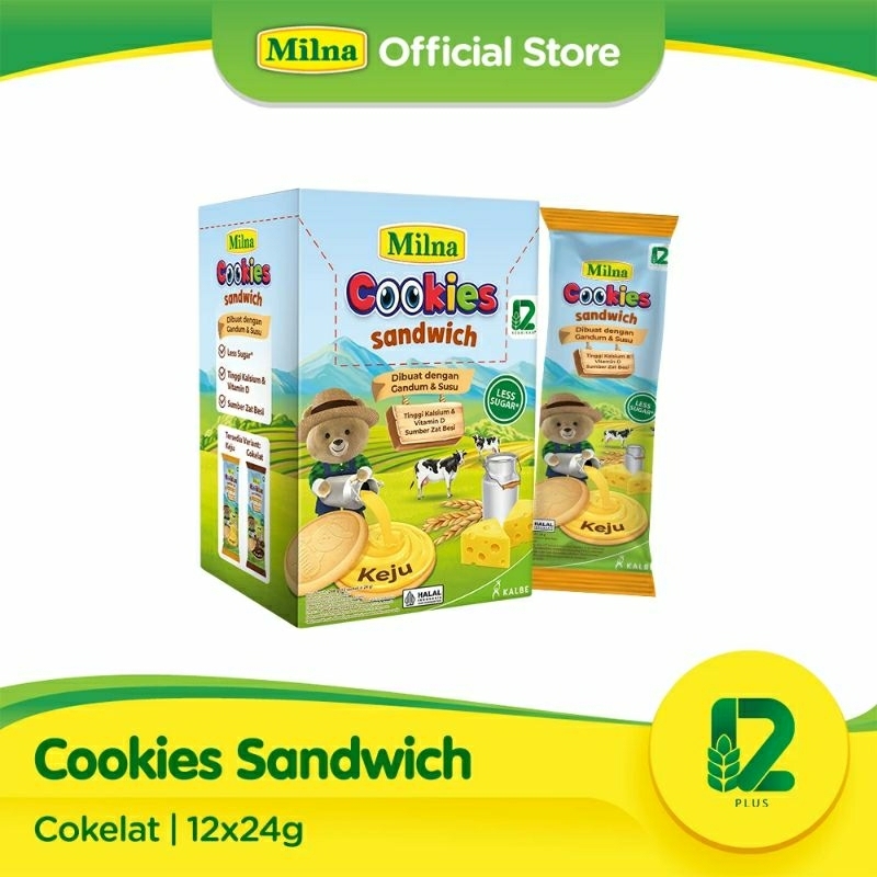 Milna Cookies Sandwich Makanan Biskuit Anak Bayi Keju Coklat Eceran