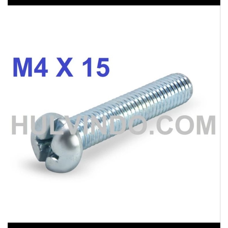 Baut kepala obeng M4 x 15 / Baut JP M4 x 15 isi 100