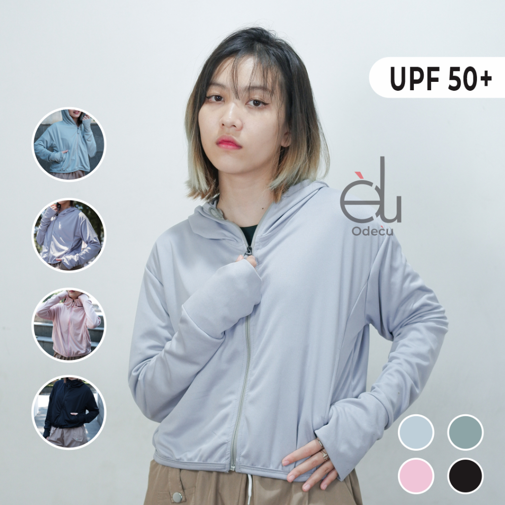 	 ODECU JAKET OLAHRAGA RUNNING YOGA FITNESS JOGGING OUTDOOR WANITA CROP ANTI UV SINAR MATAHARI TIPIS ADEM NYAMAN	