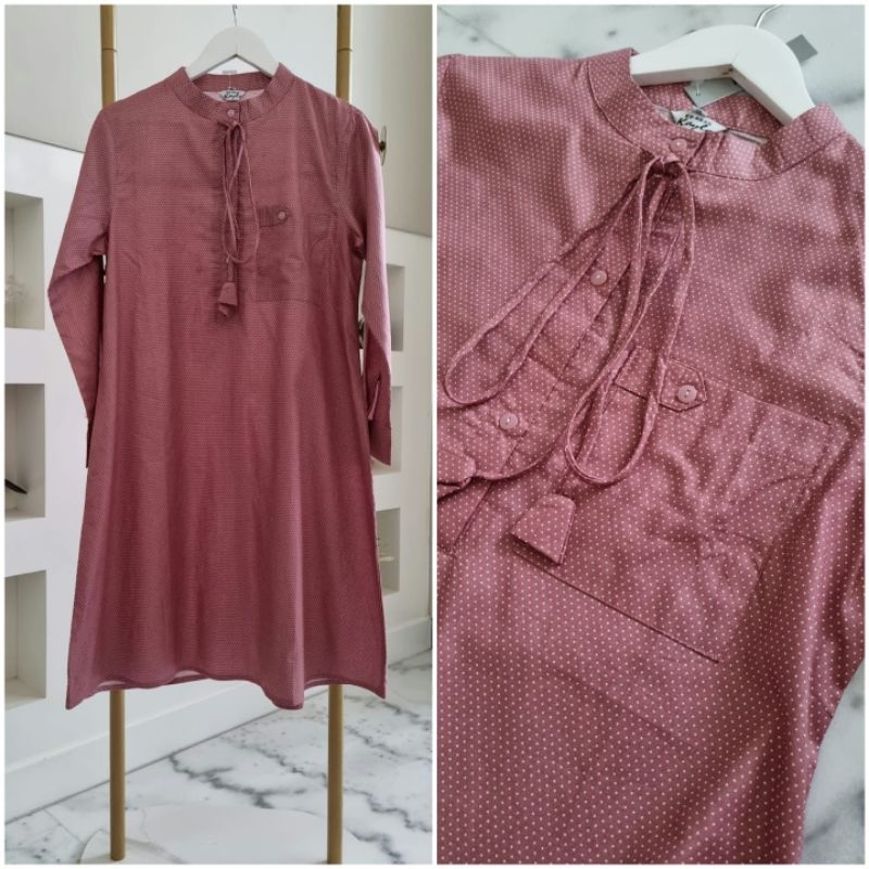 Long tunik Katun jepang + aplikasi tali Ori bu Edness Kayla