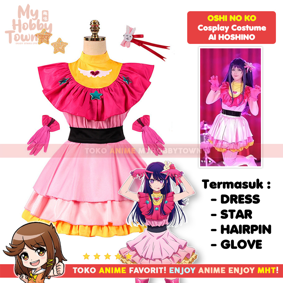 Kostum Cosplay Anime Oshi no Ko Ai Hoshino Idol Cewek Perempuan