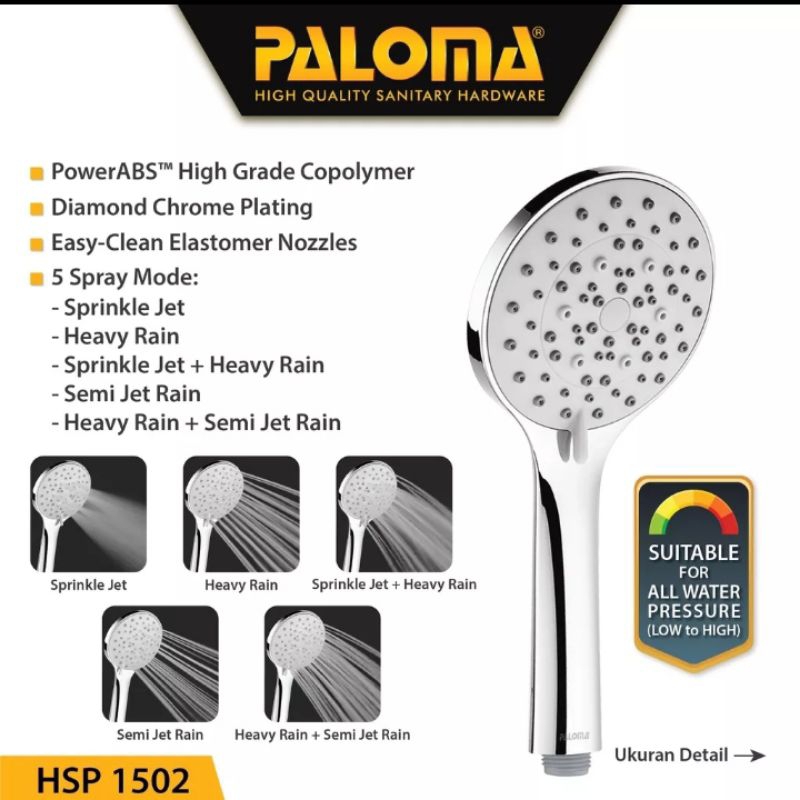 PALOMA HSP 1502 HAND SHOWER MANDI ABS KEPALA SHOWER CHROME