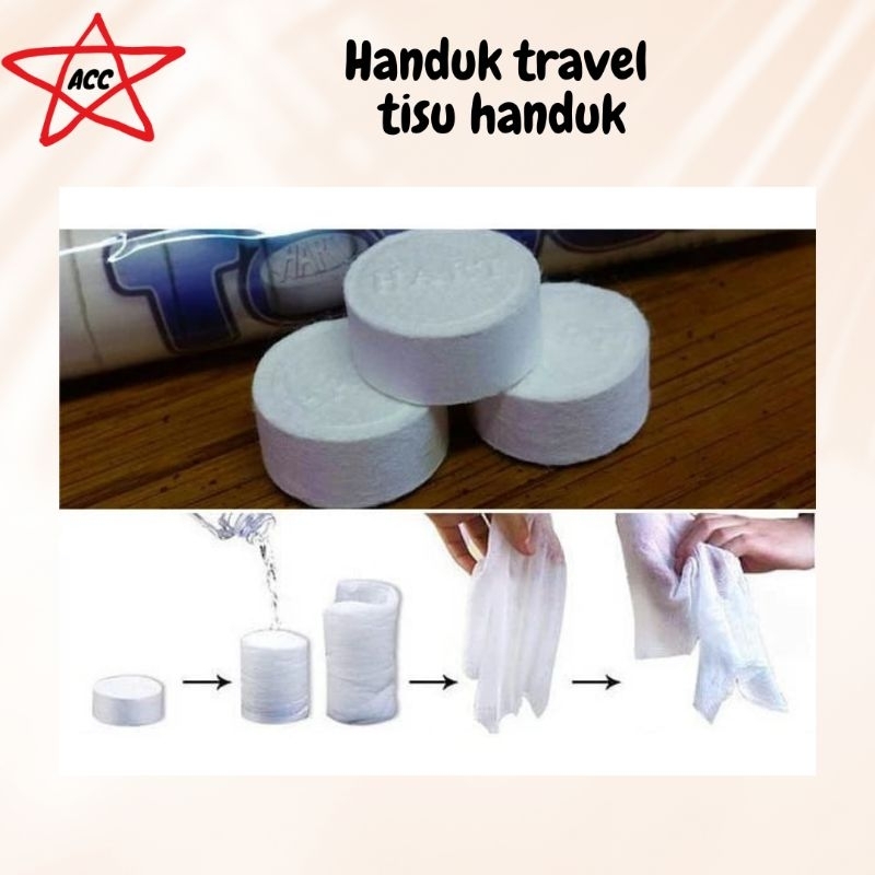Tissue Handuk Mini Permen Travelling Towel Portable - Tisu Kompres HANDUK TRAVEL TISUE MINI PORTABLE