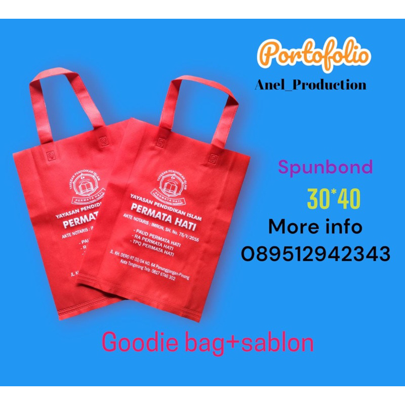 

Tas Spunbond - Goodie Bag - Goodie Bag Sablon uk 30x40