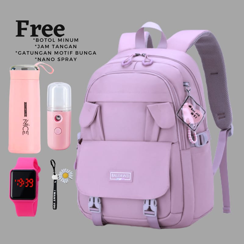 Ransel Baijiawei Terbaru Backpack Sekolah Tipe Ransel Anak Perempuan Gratis Nano Spray