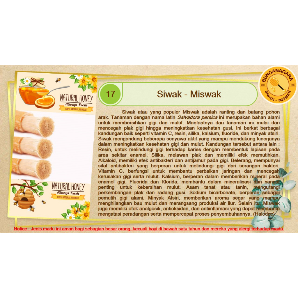 SIWAK MISWAK PREMIUM EXCLUSIVE HITAM PUTIH HOLDER ASLI TIMUR TENGAH BUNGANAGARA PURE HONEY