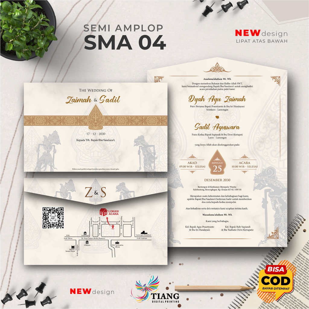 SMA 04 || UNDANGAN NIKAH SEMI AMPLOP || UNDANGAN PERNIKAHAN KEKINIAN SEMI AMPLOP, FLORAL, RUSTIC, VI