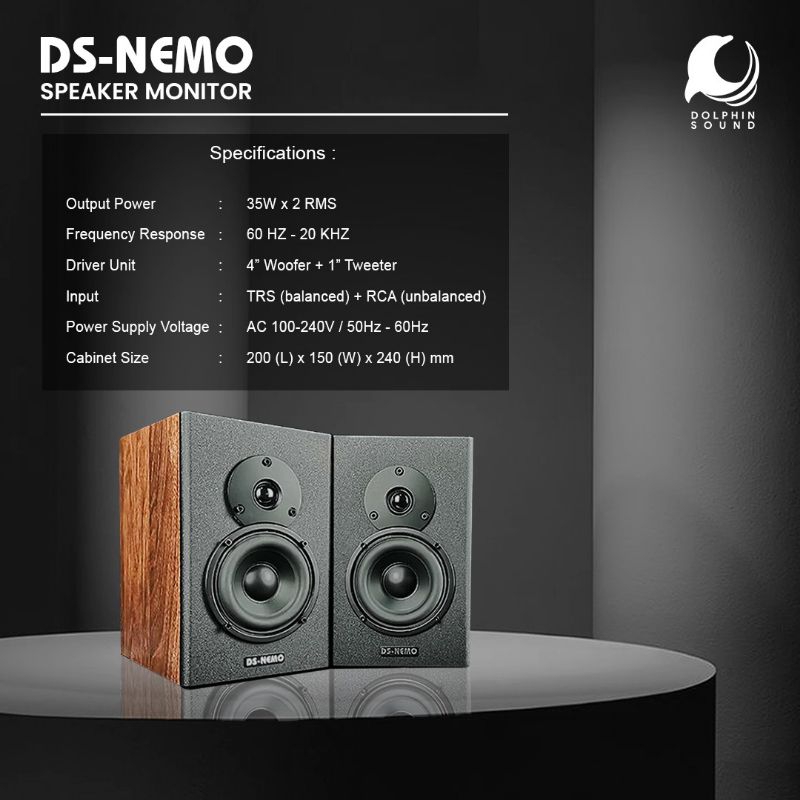 Ciasaatcisarua Dolphin Sound Ds-Nemo 4" Bookself Stereo Release Speaker Monitor