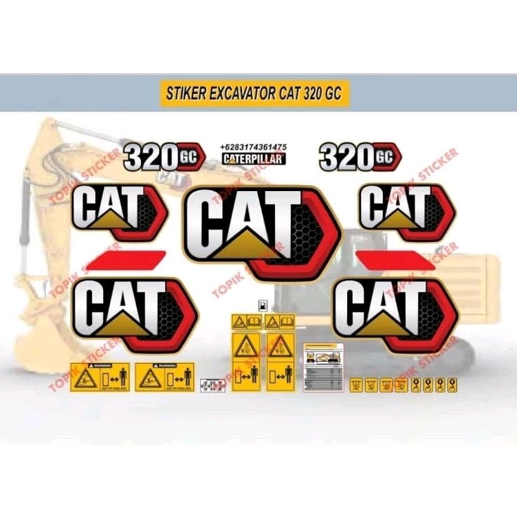 Stiker Excavator CATERPILLAR CAT 320 GC Terbaru, Stiker Alat Berat