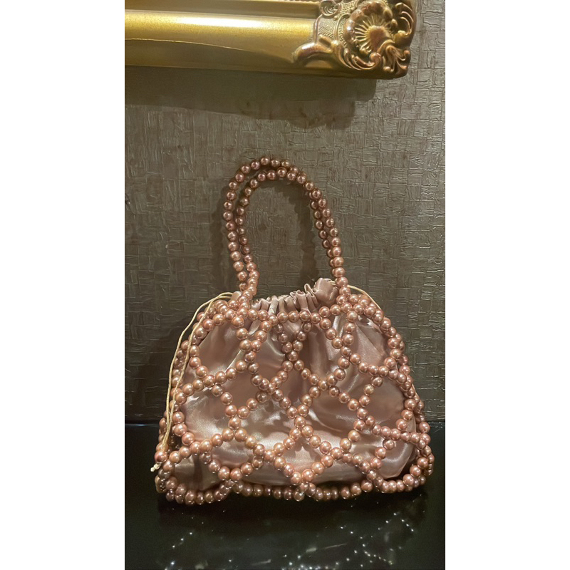 READYSTOCK | brides bag (coklat susu) | Tas manik | Tas mutiara