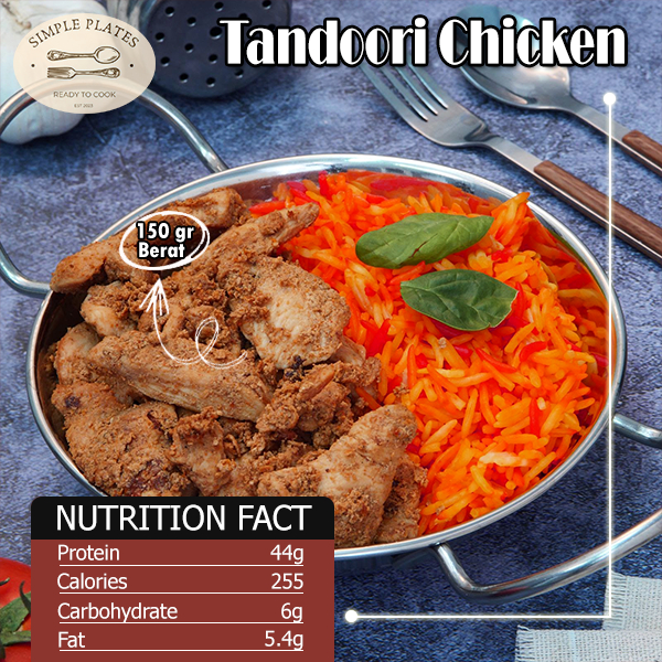 

Marinated Chicken 150 gr Simple Plates TANDOORI CHICKEN / Frozen Ayam Bumbu Marinasi Siap Masak / Dada Ayam Marinasi Fresh Meal