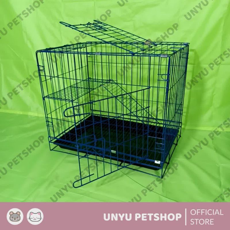 Kandang lipat Uk.60 Kandang kucing kelinci besi tebal jeruji longgar