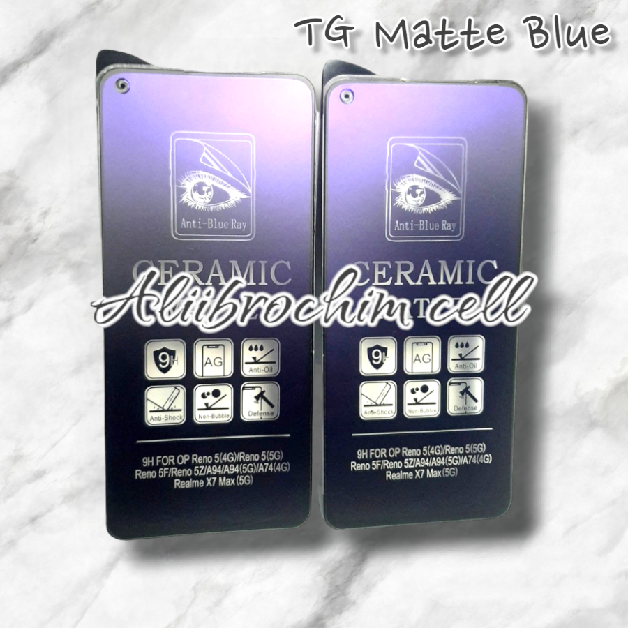 Tg Ceramic Matte Blue OPPO A17/A17k Tempered Glass Anti Pecah Anti Radiasi