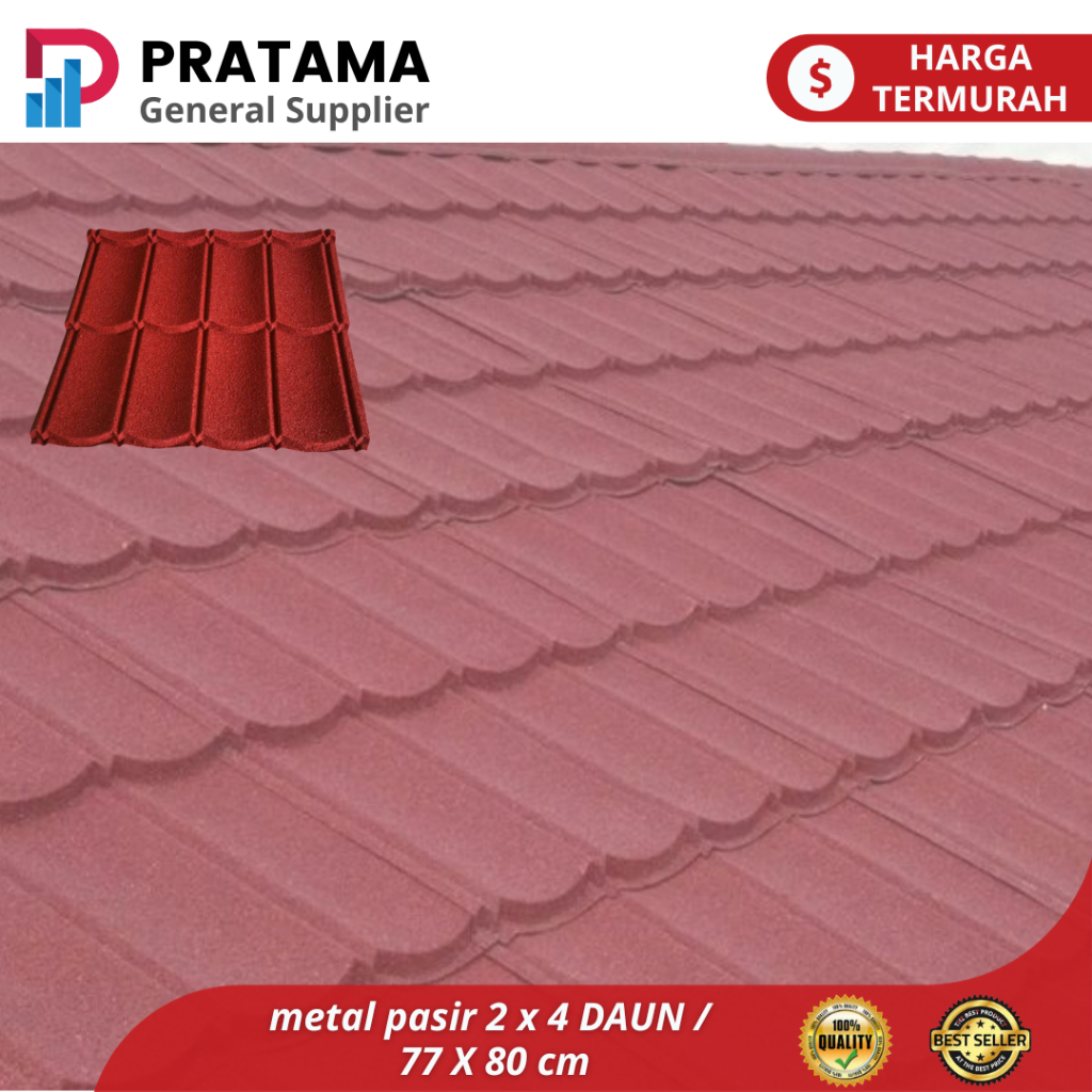 Genteng Metal Pasir Warna Merah 2x4x 0.25mm / surabaya
