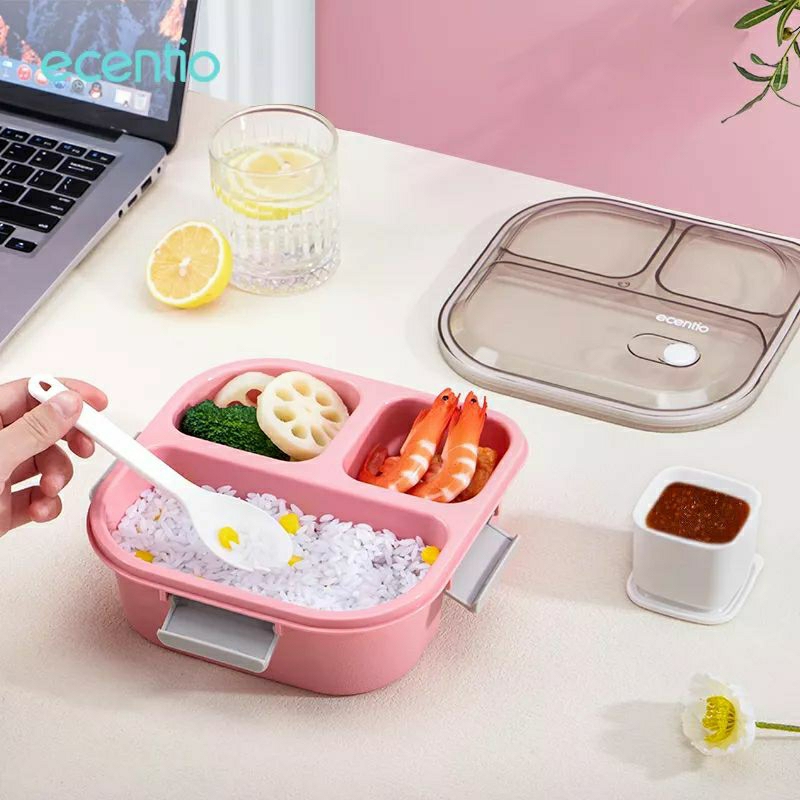 ecentio Kotak Makan Lunch Box 3 Grid 1100 ml Anti Bocor