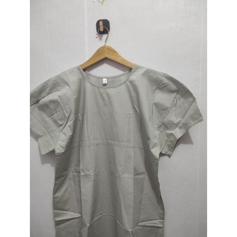 Dress wanita jumbo hijau sage/ Long dress wanita katun sage