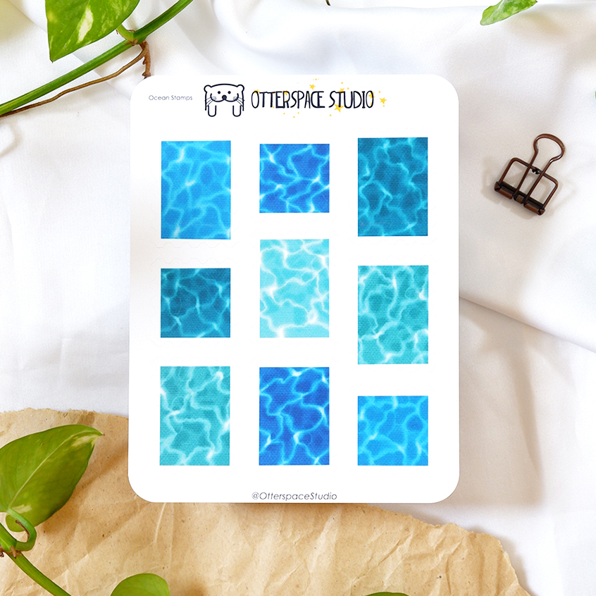 

Otterspace Studio | Ocean Stamps Deco Sticker Sheet - Stiker For Planner & Bullet Journal