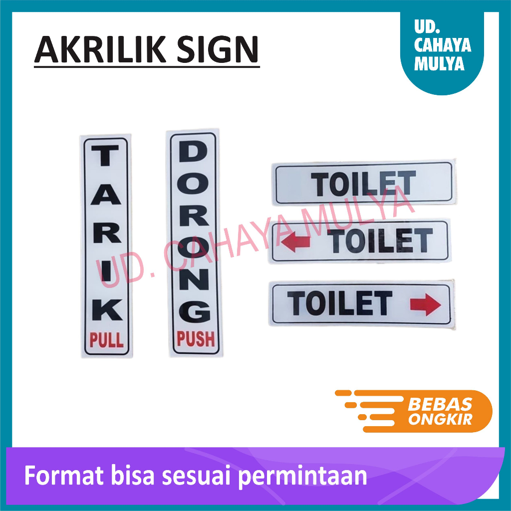 

(COD) Akrilik Petunjuk Toilet - Tarik Dorong, dll - FREE DESAIN