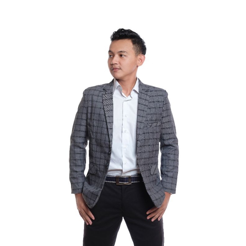 Blazer kotak kotak jas pria new trend jas formal casual