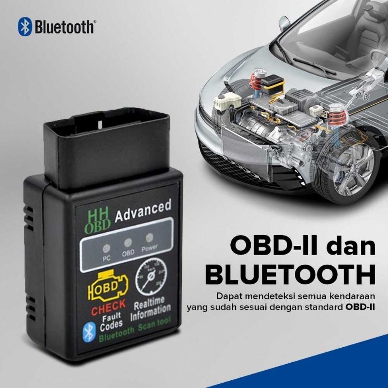 Alat Scaner Mobil Bluetooth Scanner Mobil OBD2 OBDII Pendeteksi Kerusakan Mobil OBD2 Bluetooth Car D
