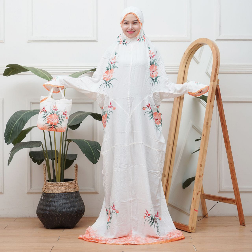EVANZ TELEKUNG BATIK CAP MUKENA LUKIS HANDMADE BESTSELLER MUKENTA TERUSAN RAYON