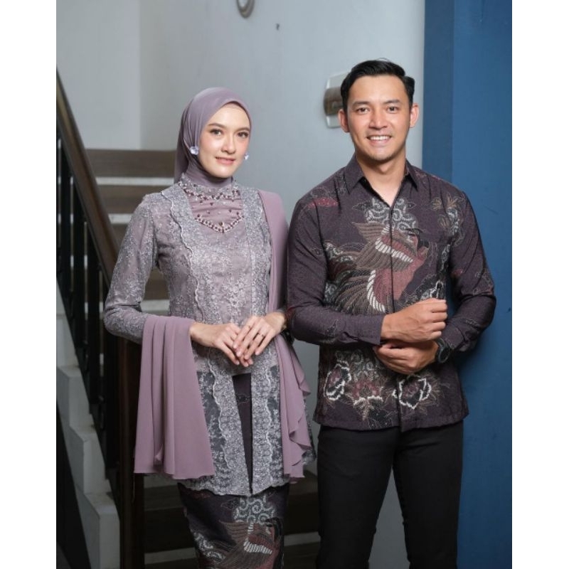 Baju batik couple kebaya wisuda tunangan pesta pernikahan seragam warna ungu lilak