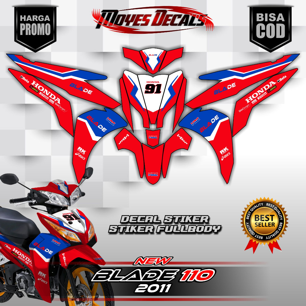 Bisa COD Decal Blade 110 Old Full Body Stiker Motor Blade 110 Karbu Full Body Sticker Blade 110 Karb