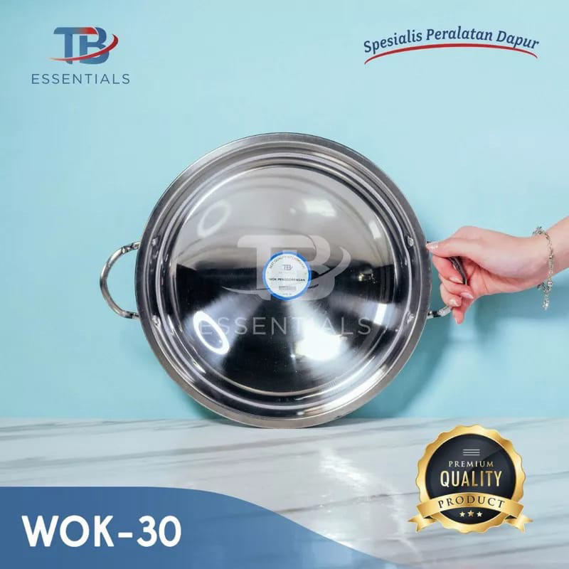 NEW [GS] wajan wok stainless steel uk 21,24,26,28,30,32 cm